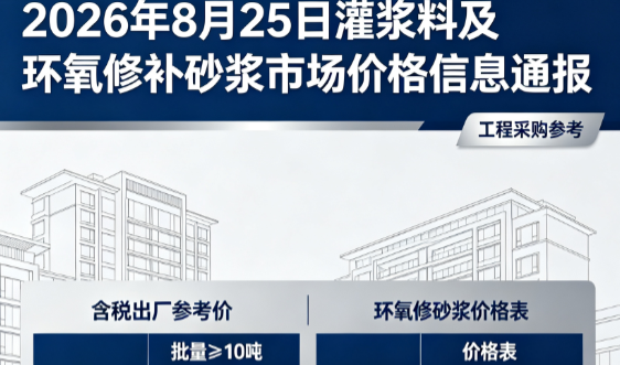 东平2026年8月25日灌浆料及环氧修补砂浆市场价格信息通报